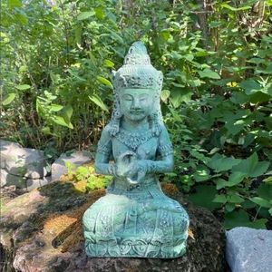 13.50 LBS+Green Tara, Volcanic Stone Statue, Bodhisattva of Compassion, Indonesi
